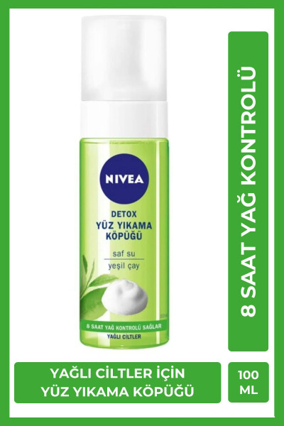 Detoks Yüz Yıkama Köpüğü 150ml, Yağlı Ciltler, Gözenek Arındırıcı, Yeşil Çay, 8 Saat Yağ Kontrolü - 1