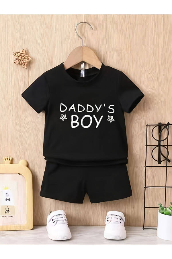 Детский костюм из шорт и футболки Daddy's Boy, черный - 1