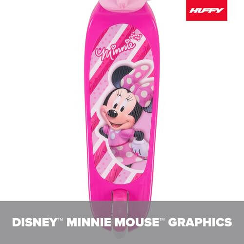 Детский самокат Huffy Disney Minnie Mouse, идеально подходит для детей от 3 лет, 3 колеса, широкая розовая платформа с изображениями Минни Маус, самокат с легким балансом, прочный, безопасный и удобный - 5