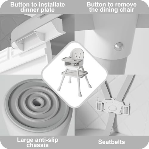 Детский высокий стул UNISWAN 6 в 1, трансформируемый высокий стул для младенцев и малышей (серый) - 12