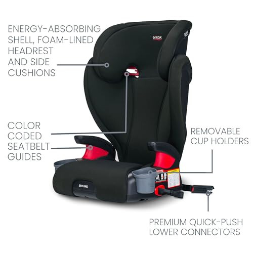 Детское автокресло-бустер Britax Skyline 2-Stage Belt-Positioning, Dusk - с высокой спинкой и без спинки - 3