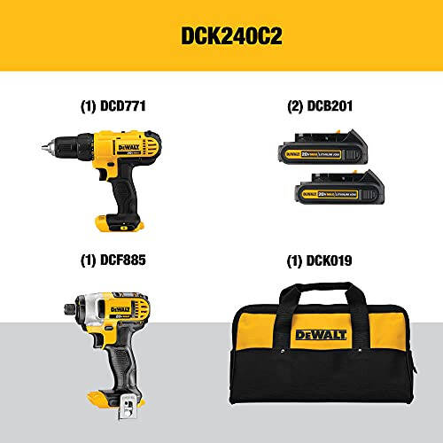 DEWALT 20V MAX Kablosuz Matkap ve Darbeli Tornavida, 2 Pil ve Şarj Cihazı ile Güç Aracı Kombine Seti (DCK240C2) - 2