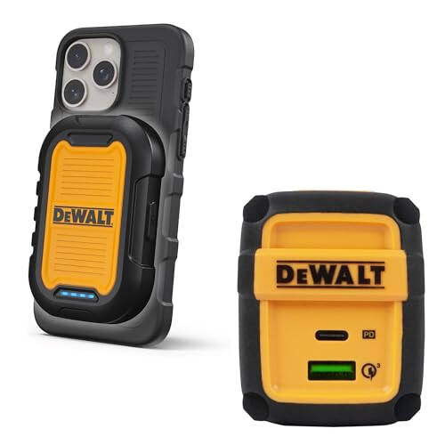 DEWALT Магнитный Power Bank 5,000mAh и 49,5 Вт USB & USB C зарядное устройство для стен, Power Delivery - 1