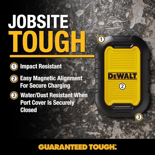 DEWALT Магнитный Power Bank 5,000mAh и 49,5 Вт USB & USB C зарядное устройство для стен, Power Delivery - 3