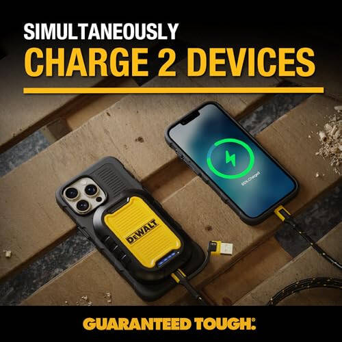 DEWALT Магнитный Power Bank 5,000mAh и 49,5 Вт USB & USB C зарядное устройство для стен, Power Delivery - 5