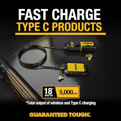 DEWALT Магнитный Power Bank 5,000mAh и 49,5 Вт USB & USB C зарядное устройство для стен, Power Delivery - 7