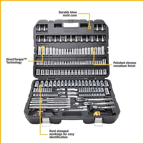 DEWALT Mechanics Tool Set, SAE and Metric, 1/2, 1/4, 3/8 Drive Sizes, 192-Piece (DWMT75049) - 3