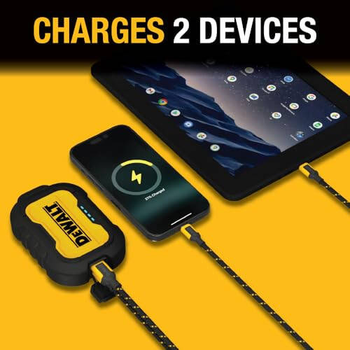 DEWALT Portable Charger, Power Bank, 10,000 mAh Battery Pack with USB-C Port for iPhone 15/15 Plus/15 Pro/15 Pro Max, iPhone 14/13, Samsung Galaxy - 5