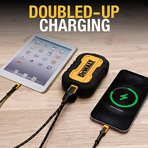 DEWALT Taşınabilir Şarj Cihazı, Güç Bankası, 10.000 mAh Pil Paketi, iPhone 15/15 Plus/15 Pro/15 Pro Max, iPhone 14/13, Samsung Galaxy İçin USB-C Bağlantı Noktası ile - 10