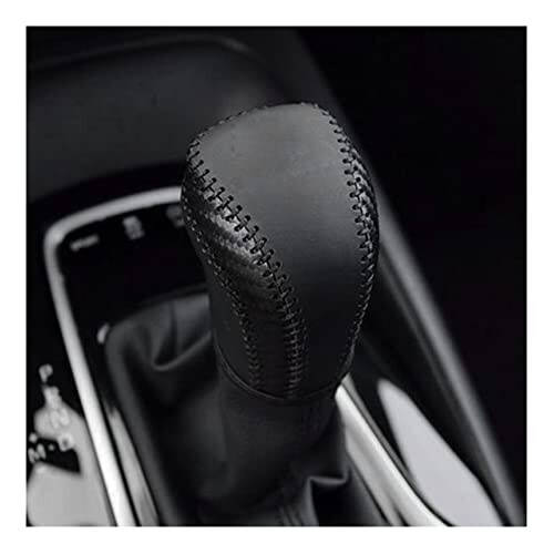 DEYTOP Gear Shift Knob Cover for Toyota Camry 2023 2018-2022 Corolla Hatchback Avalon 2019- 2022 Auto Leather Shifter Knob Trim (Carbon Fiber with Black Stitches) - 1