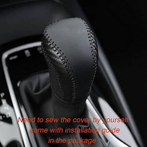 DEYTOP Gear Shift Knob Cover for Toyota Camry 2023 2018-2022 Corolla Hatchback Avalon 2019- 2022 Auto Leather Shifter Knob Trim (Carbon Fiber with Black Stitches) - 4