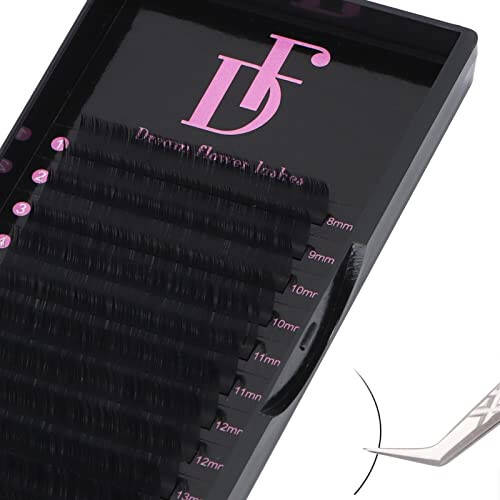 DF Eyelash Extension Classic Volume Lash Extensions 0.05 D Curl 8-15mm Mixed Tray Individual Lash Extensions Single Eyelashes Soft Matte Black Volume Lashes Extension Professional Salon Use - 1