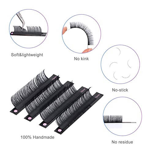 DF Eyelash Extension Classic Volume Lash Extensions 0.05 D Curl 8-15mm Mixed Tray Individual Lash Extensions Single Eyelashes Soft Matte Black Volume Lashes Extension Professional Salon Use - 4