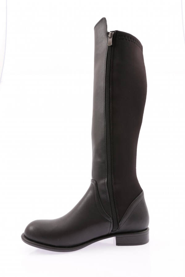 DGN 501 WOMEN'S BACK STRETCH SIDE ZIPPER KNEE HIGH FLATS BOOT BLACK - 4