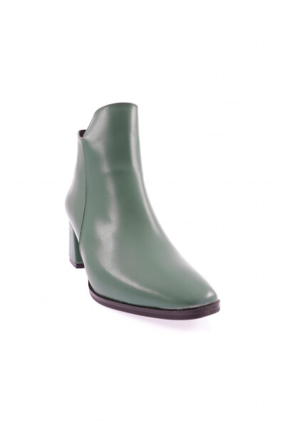 Dgn Pm221-K3018-22K Women's Round Toe Ankle Boots with Metal Zipper and Heel GREEN LEATHER - 1