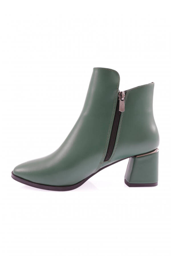 Dgn Pm221-K3018-22K Women's Round Toe Ankle Boots with Metal Zipper and Heel GREEN LEATHER - 3