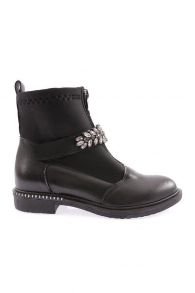 Dgn Pm422-K2103-22K Women's Round Toe Front Zipper Stone Buckle Boots BLACK ROLAX - 1