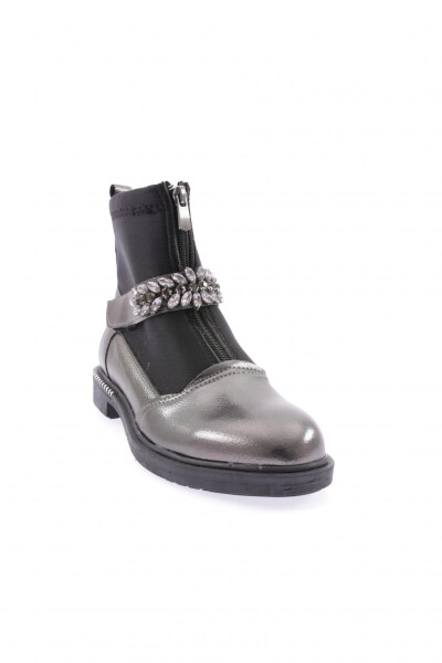 Dgn Pm422-K2103-22K Women's Round Toe Front Zippered Stone Buckle Boots PLATINUM ROLAX - 2