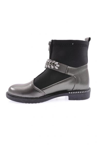 Dgn Pm422-K2103-22K Women's Round Toe Front Zippered Stone Buckle Boots PLATINUM ROLAX - 3