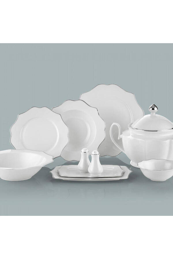 Diana Silver 60 Piece 12 Person Bone Porcelain Dinner Set - 4