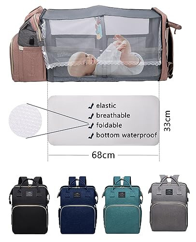 Diaper Bag Backpack with Changing Station: Pink Baby Toddler Bags for Girls Boys Women Large Big Travel Backpack Pañaleras Modernas Para Bebe Niña Newborn Essentials Mom Must Haves Baby Registry - 6