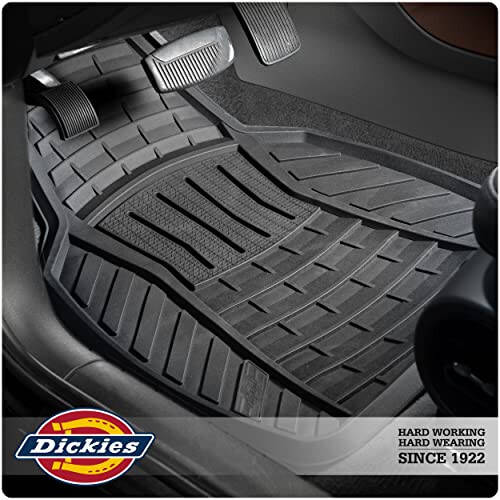 Dickies 4 Parça Ağır Hizmet Tipi Her Hava Koşuluna Uygun Araba, Kamyon, SUV Zemin Paspasları - Geliştirilmiş Kapsama Alanı, Dayanıklı Kauçuk, Tüm Mevsimler İçin Evrensel Kesimsiz Uygunluk - (Siyah) - 6