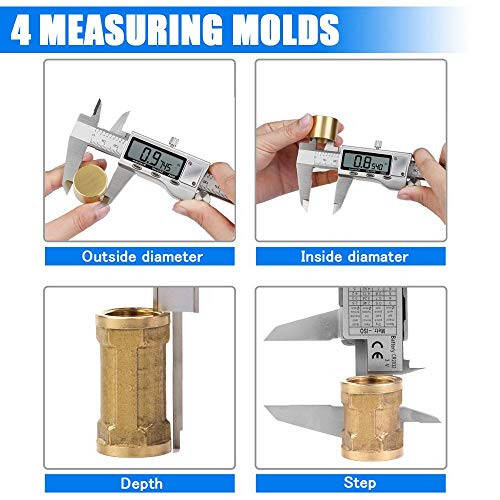 Digital Caliper Measuring Tool, Stainless Steel Vernier Caliper Digital Micrometer with Large LCD Screen, Easy Switch from Inch Metric Fraction, 6 Inch Caliper Tool for DIY/Household - 4