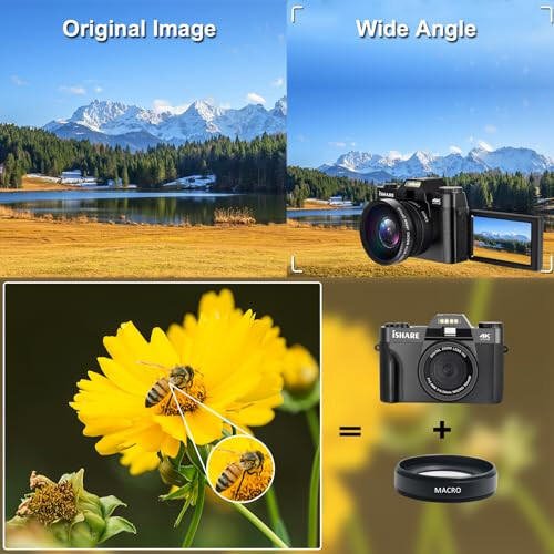 Digital Camera 4K 48MP with WiFi 2 Batteries 32G TF Card, 16X Vlogging Camera for Photography, Cameras Built in 9 Shooting Mode Auto Focus & Anti Shake - 2