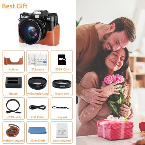 Digital Camera 4K 48MP with WiFi 2 Batteries 32G TF Card, 16X Vlogging Camera for Photography, Cameras Built in 9 Shooting Mode Auto Focus & Anti Shake - 7