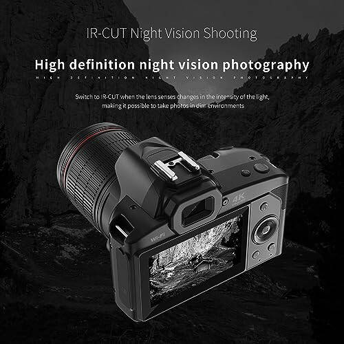 Digital Camera for Photography, 4K 64MP Video Camera Vlogging Camera with 16X Digital Zoom, Night Vision, 3 Inch IPS Screen, Professional Digital Camera - 6