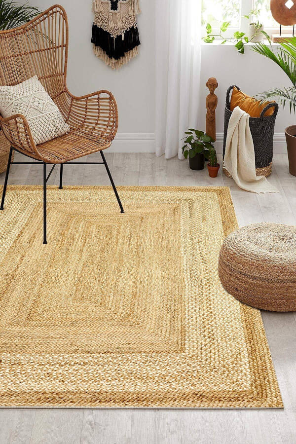 Digital Non-Slip Washable Woven Jute Look Modern Living Room Rug Kitchen Rug Balcony Rug Runner - 1