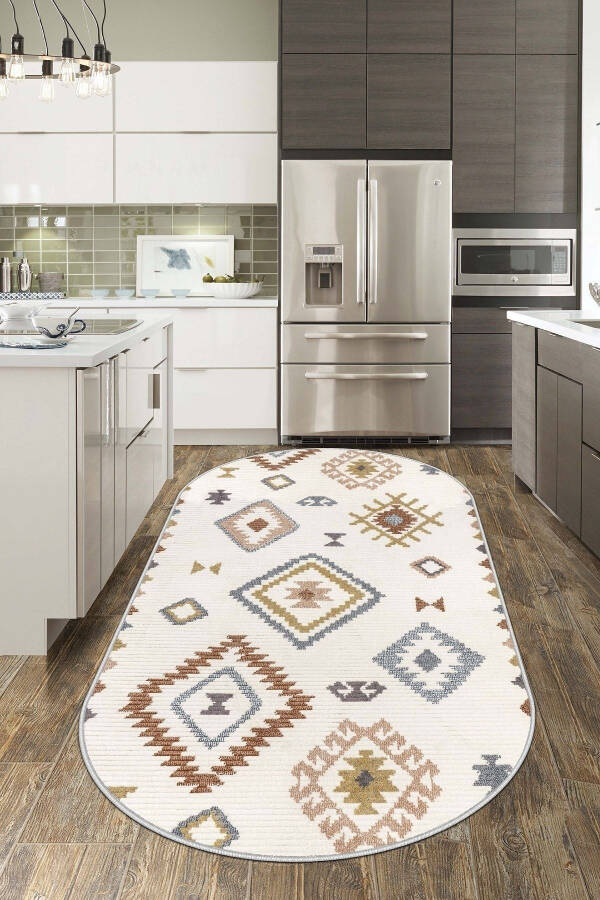 Digital Print Washable Non-Slip Stain Resistant Oval Kitchen Rug Living Room Rug And Runner - 4