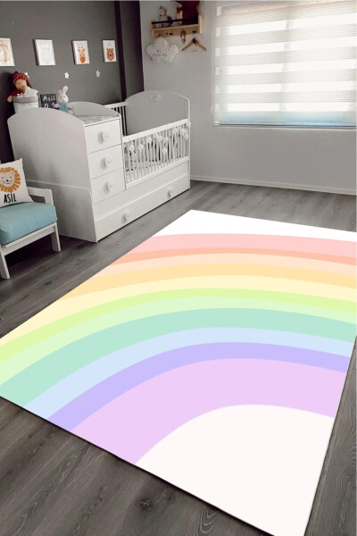 Digital Printed Rainbow Patterned Non-Slip Washable Kids Room Rug Baby Room Rug - 1