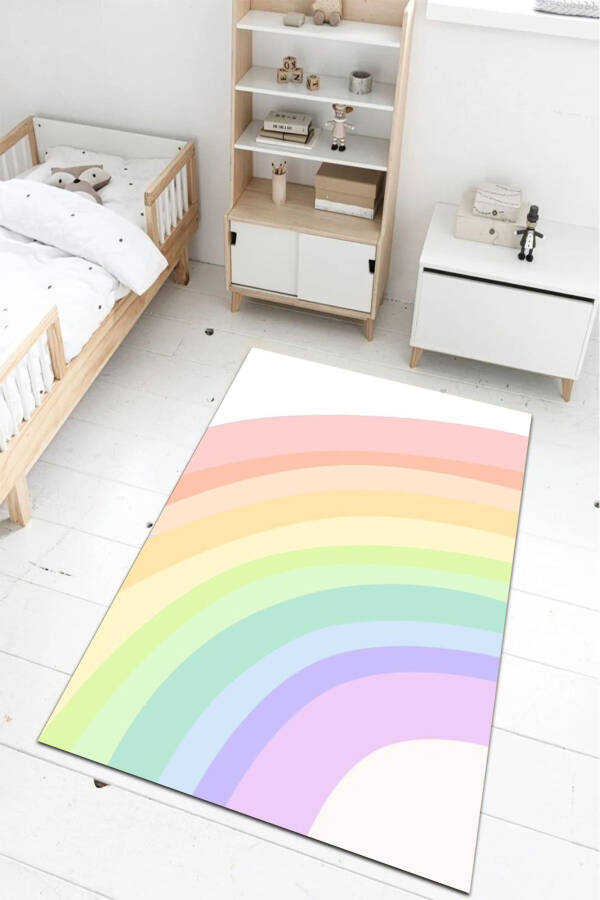 Digital Printed Rainbow Patterned Non-Slip Washable Kids Room Rug Baby Room Rug - 3