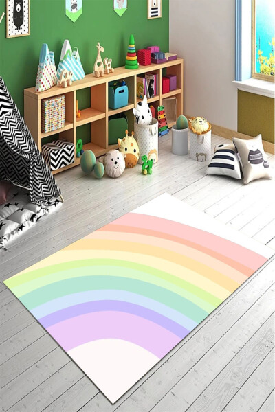 Digital Printed Rainbow Patterned Non-Slip Washable Kids Room Rug Baby Room Rug - 4