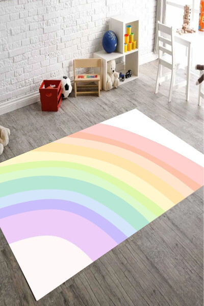 Digital Printed Rainbow Patterned Non-Slip Washable Kids Room Rug Baby Room Rug - 5