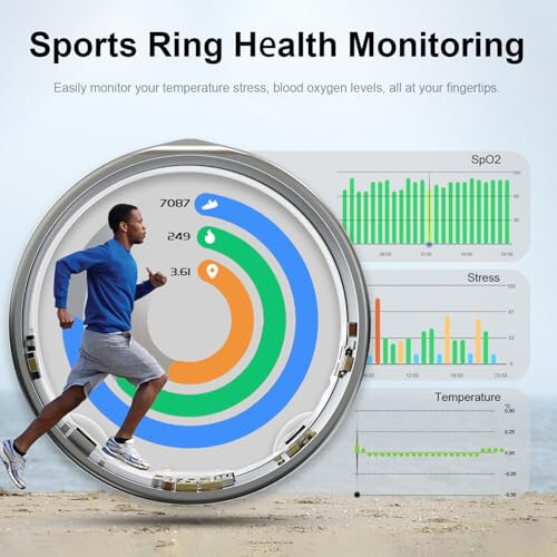 DIIKEN JCRing Smart Ring Fitness Tracker, Sleep Tracking Wearable, Точное отслеживание шагомера, сердечного ритма, температуры, титановое кольцо с зарядным футляром, приложение для iOS и Android (размер 11) - 4