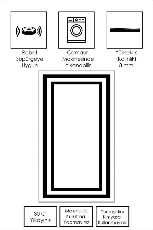 Dijital Baskı Yıkanabilir Kaymaz Taban Leke Tutmaz Beyaz Mutfak Halısı Salon Halısı Ve Yolluk - 2