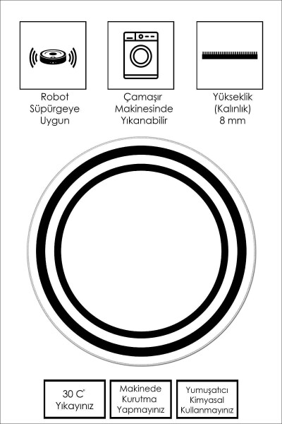 Dijital Baskı Yıkanabilir Kaymaz Taban Leke Tutmaz Yuvarlak Mutfak Halısı Ve Salon Halısı - 2