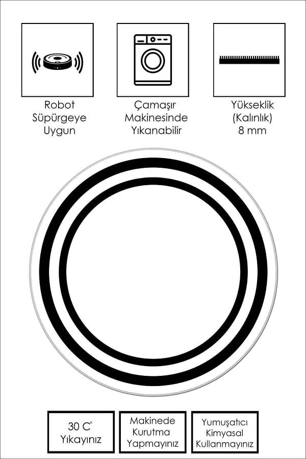 Dijital Baskı Yıkanabilir Kaymaz Taban Leke Tutmaz Yuvarlak Mutfak Halısı Ve Salon Halısı - 2