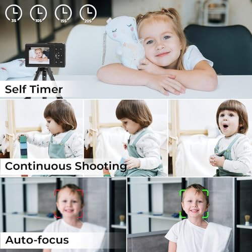 Dijital Kamera Yükseltmesi, FHD 4K 44MP Otomatik Odaklama Dijital Point and Shoot Video Kamera 16X Zoom, 32GB SD Kart, Genç Erkekler Kızlar Çocuklar İçin Ucuz Kompakt Dijital Kamera Siyah Kamera - 8