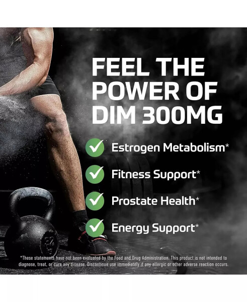 DIM Qo'shimchasi 300mg | Diindolylmethane Erkaklar uchun Estrogen Bloker | Gormon muvozanati va Fitnessni oshirish uchun BioPerine, Kalsiy D-Glukarat va Brokkoli kurtaklaridan Sulforafan | 60 Kapsula Rangsiz - 6