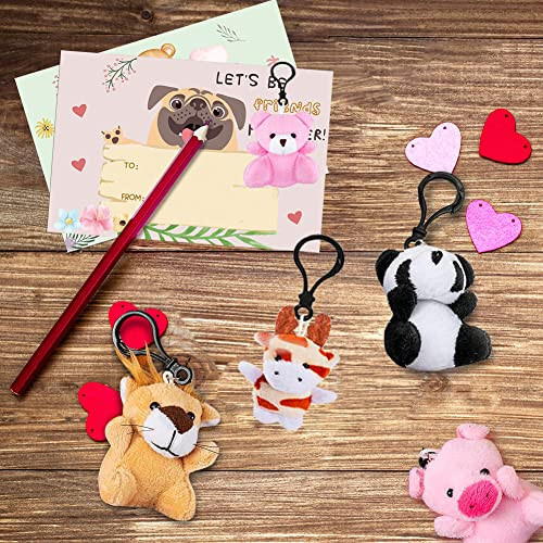 DINESIL 24 Pack Mini Plush Animals Toys, Small Stuffed Animal Plush Keychain Set for Goodie Bag Fillers, Easter Basket Stuffers, Easter Party Favors, Classroom Prizes - 6