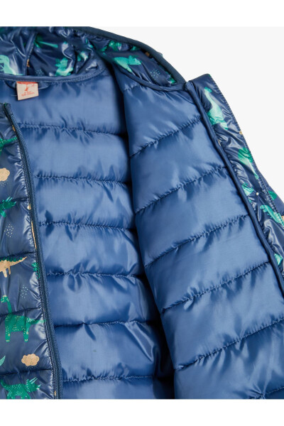 Dinosaur puffer jacket, quilted, hooded, zippered. - 12