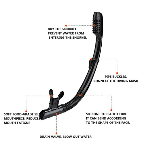 DIPUKI Kattalar uchun Snorkeling uskunasi Snorkel niqobi to'plami Su osti sho'ng'in niqobi Quruq snorkel Suzish ko'zoynaklari Suzish sho'ng'in niqobi Burun qopqog'i Yoshlar sho'ng'in - 6