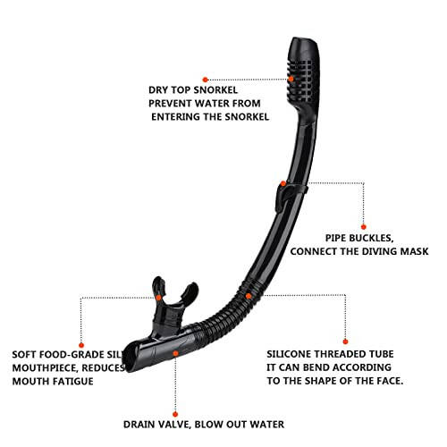 DIPUKI Kattalar uchun Snorkeling uskunasi Snorkel niqobi to'plami Su osti sho'ng'in niqobi Quruq snorkel Suzish ko'zoynaklari Suzish sho'ng'in niqobi Burun qopqog'i Yoshlar sho'ng'in - 6