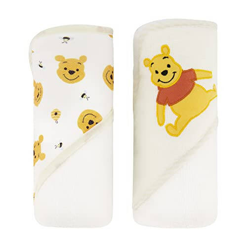 Disney Cudlie Baby Winnie The Pooh 2 Pack Rolled/Carded Hooded Towels in Sweet Life Print, 1 Count - 31