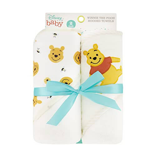 Disney Cudlie Baby Winnie The Pooh 2 Pack Rolled/Carded Hooded Towels in Sweet Life Print, 1 Count - 24