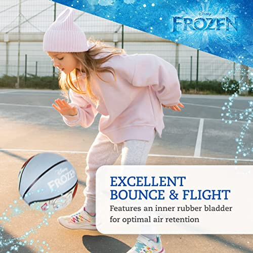 Disney Frozen Basketball Size 6, Princess Elsa, Anna, and Olaf Indoor and Outdoor Game Youth Sports Ball for Boys and Girls, Blue - 5