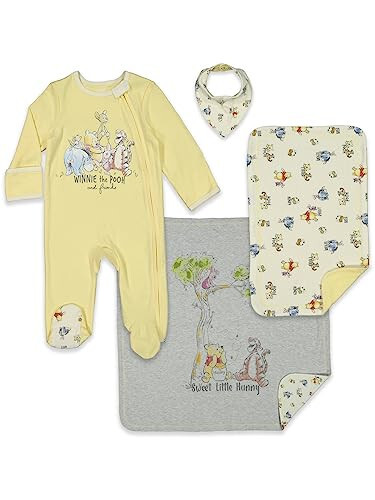 Disney Winnie The Pooh, Lion King, Pixar Monsters Inc. Baby Sleep N' Play Coverall Bib Blanket and Burp Cloth 4 Piece Set - 43